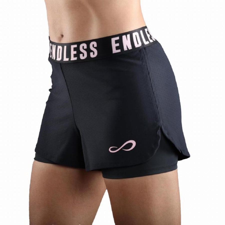 Short Endless Tech Iconic Negro Rosa Cristal Mujer  Offre - Pas cher