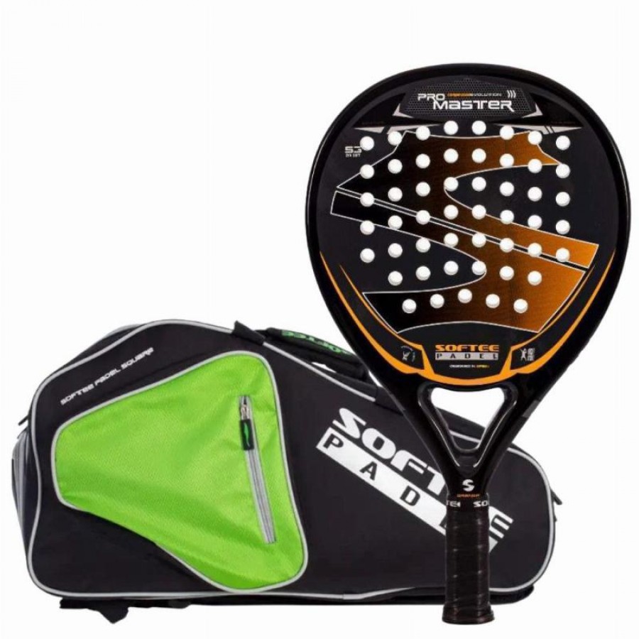 Pack Softee Pro Master Evolution Orange Paddle com Saco de Raquete de Padel