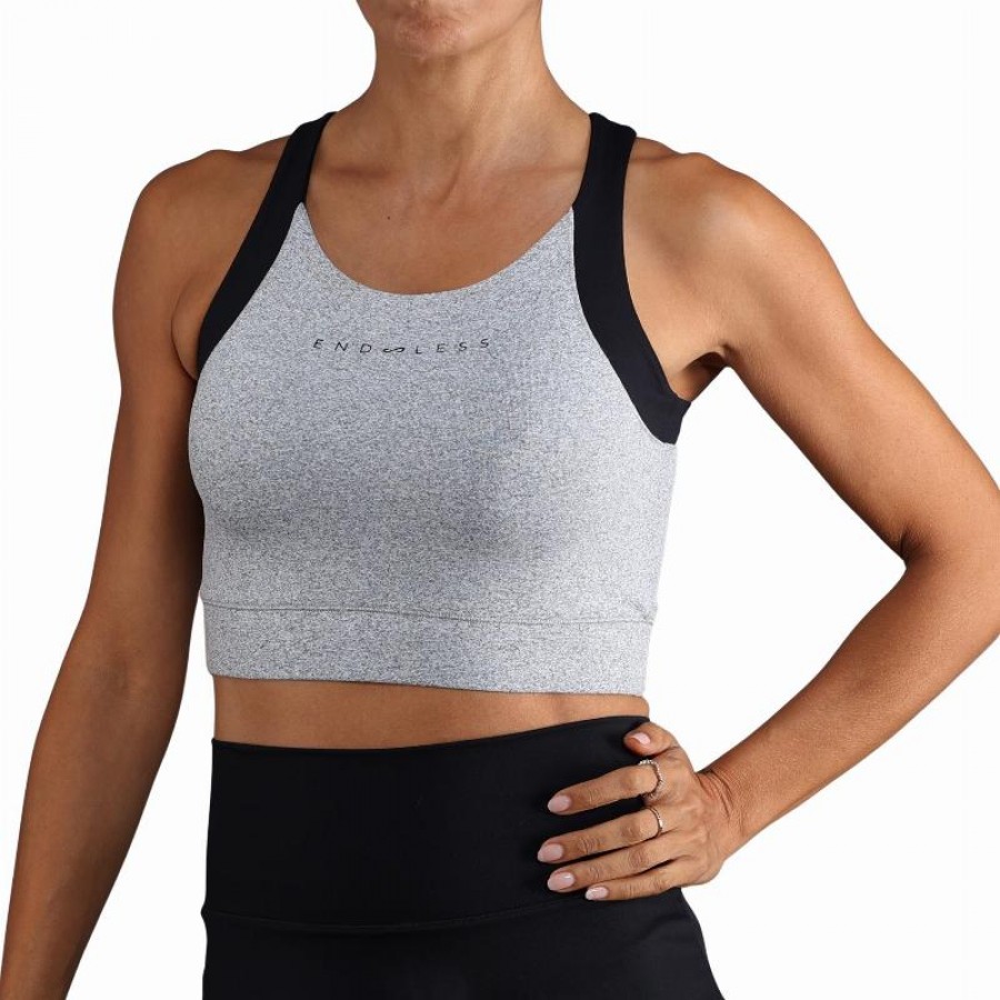 Top Endless Crop Gris Chine  Oferta + Barato