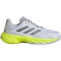 Baskets Femme Adidas CourtJam Control 3 Blanc Argent Lucid Lemon  Offre - Pas cher