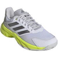 Baskets Femme Adidas CourtJam Control 3 Blanc Argent Lucid Lemon  Offre - Pas cher