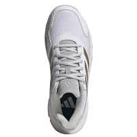Baskets Femme Adidas CourtJam Control 3 Blanc Argent Rouge  Offre - Pas cher