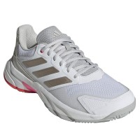 Baskets Femme Adidas CourtJam Control 3 Blanc Argent Rouge  Offre - Pas cher