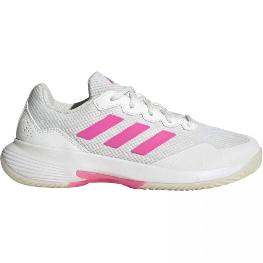 Tênis Adidas GameCourt 2 Branco Rosa Feminino  Oferta + Barato