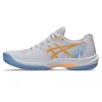 Zapatillas Asics Game FF Padel Blanco Naranja Mujer