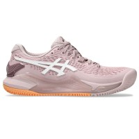 Baskets Femme Asics Gel Resolution 9 TERRE BATTUE Rose Blanc  Offre - Pas cher