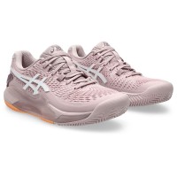 Baskets Femme Asics Gel Resolution 9 TERRE BATTUE Rose Blanc  Offre - Pas cher