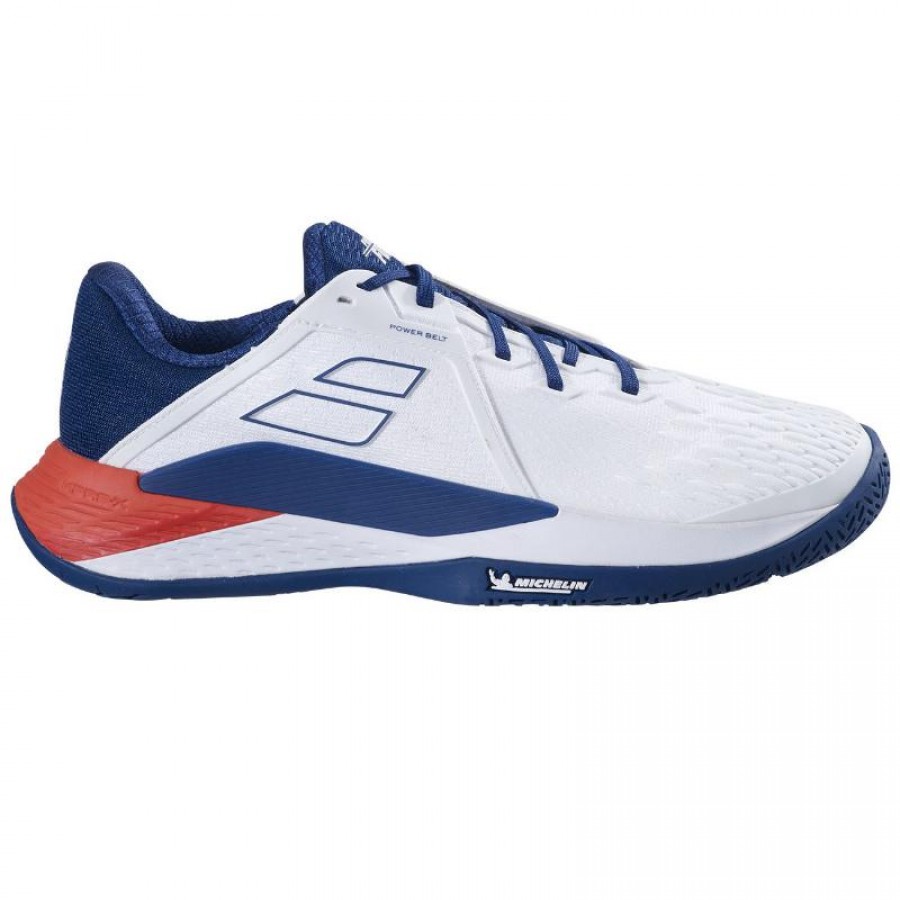 Babolat Propulse Fury 3 Blanc Bleu Rouge Sneakers  Offre - Pas cher