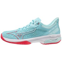 Baskets Mizuno Wave Exceed Tour 5 CC Turquoise Blanc Femmes  Offre - Pas cher