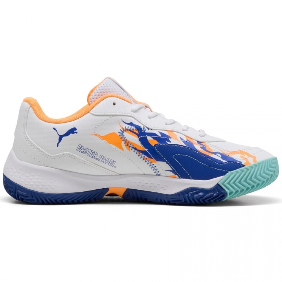 Puma Nova Smash Blanc Bleu Orange Baskets  Offre - Pas cher