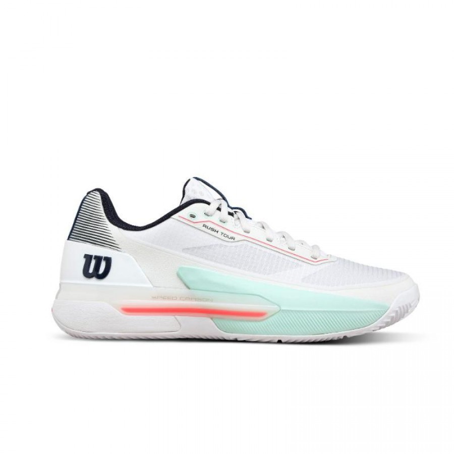 Zapatillas Wilson Rush Tour 5 Clay Blanco Aqua Coral